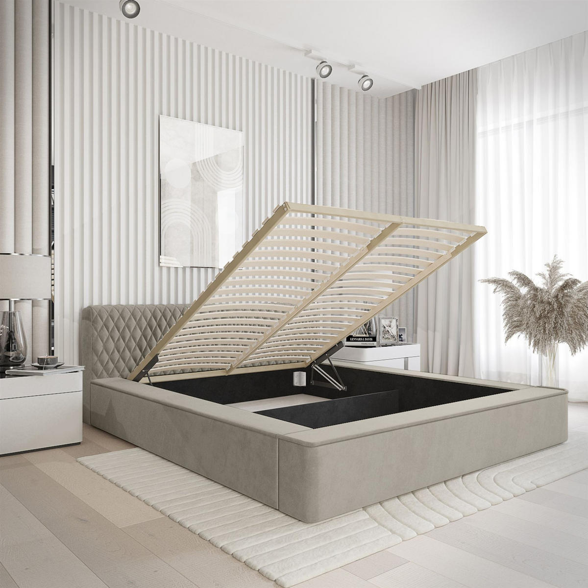 POLSTERBETT Norfolk In Ditra - Greige, Holzwerkstoff/Textil (160/200cm) - Fun Möbel