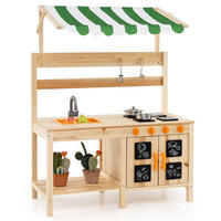 KINDERKÜCHE Outdoor Natur - Naturfarben, Holz (88/39/117cm) - COSTWAY