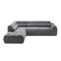 4-SITZER modulares Ecksofa VEER L Links, 283 x 190 cm, Chenille Webstoff Dunkelgrau - Dunkelgrau/Schwarz, Holz/Kunststoff (283/190cm) - Muffo