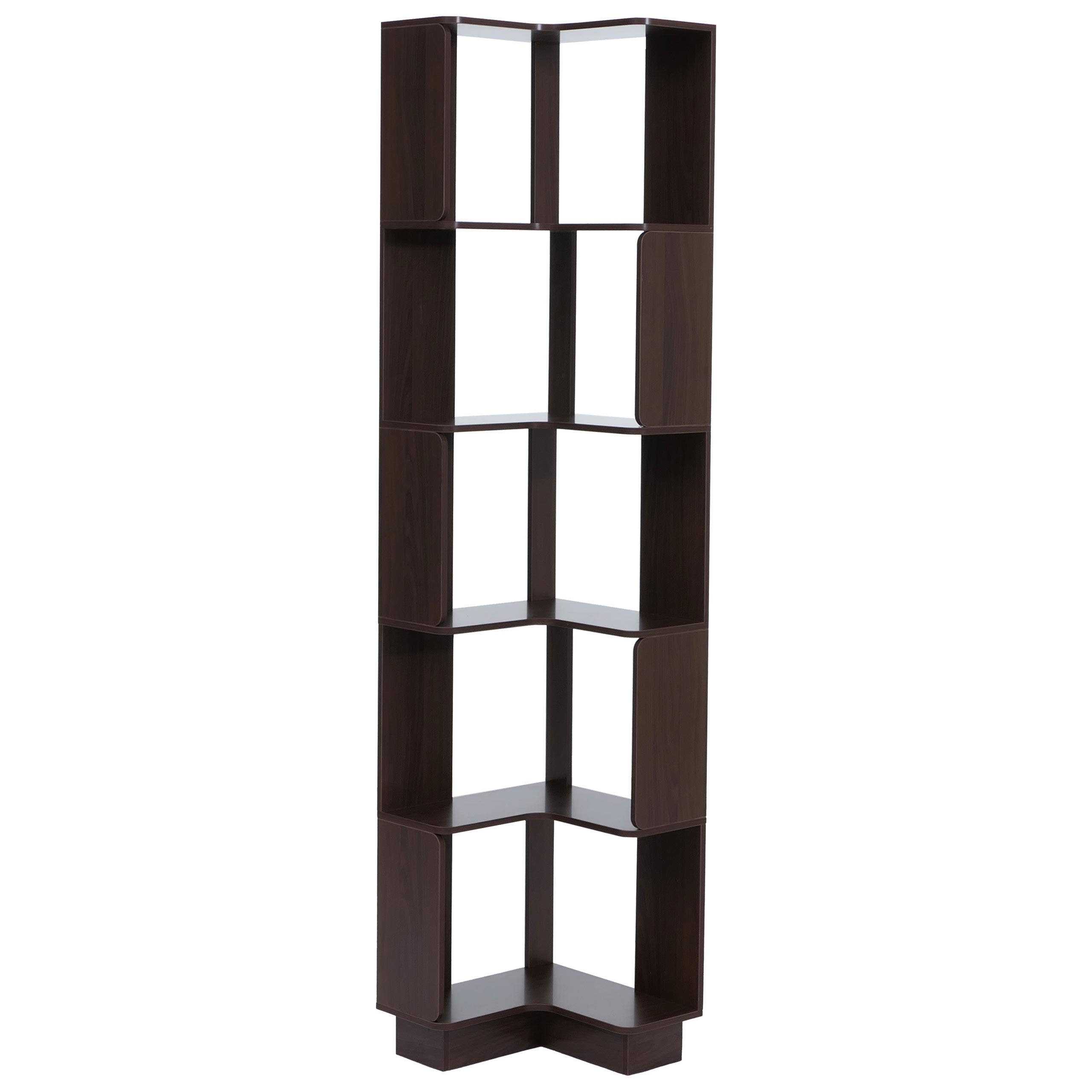 ECK-BÜCHERREGAL Walnuss Dekor - Walnussfarben, Holz (40/175/40cm) - MCW