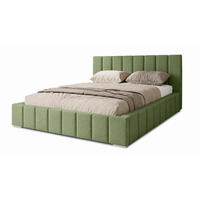 MARPUR Polsterbett MENOS 180x200 cm mit Bettkasten und Lattenrost, Veloursstoff Grün - Chromfarben/Grün, Holz/Holzwerkstoff (180/200cm) - Marpur
