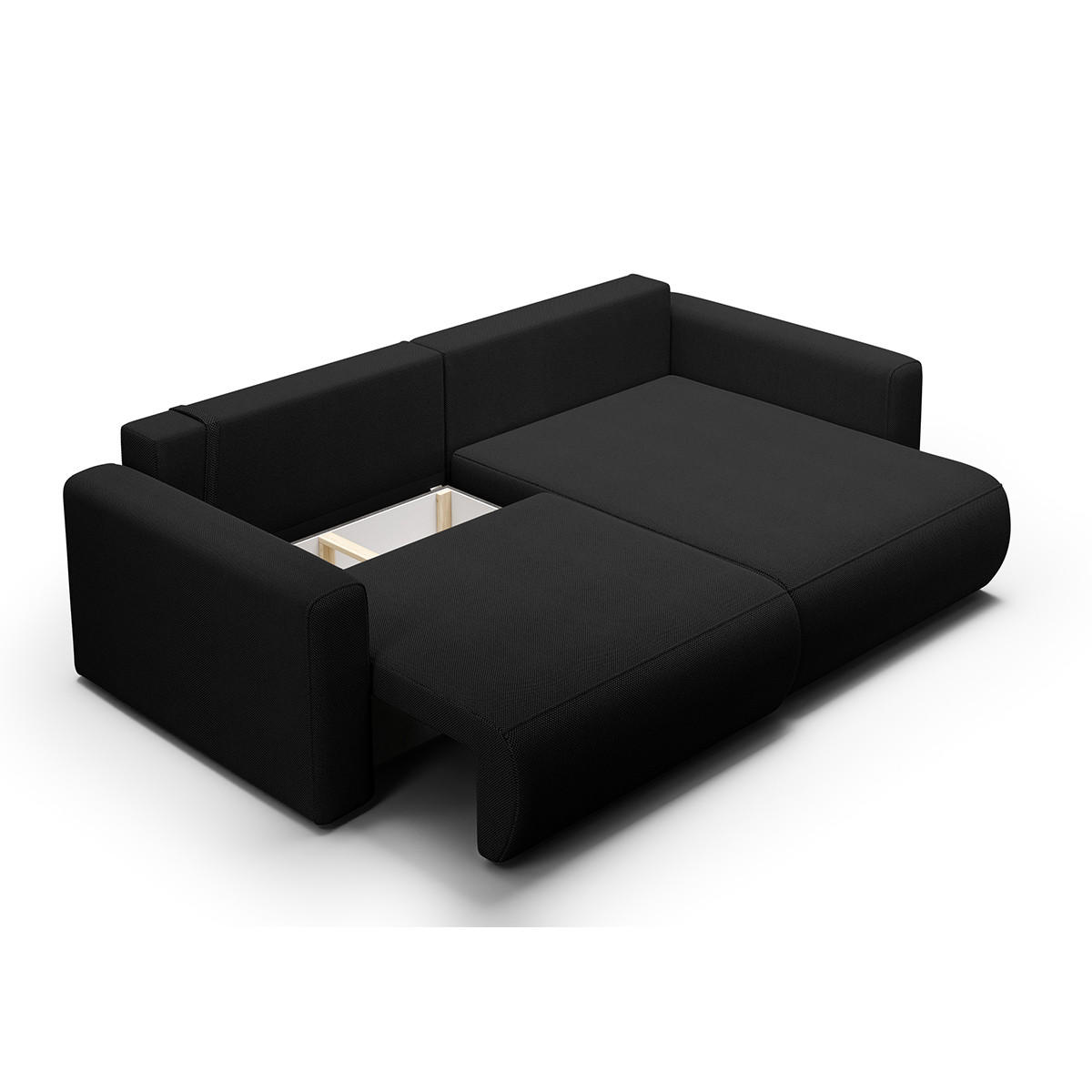 ECKSOFA Evy 3 Sitzplätze Schwarz - Schwarz, Holz (240/149cm) - Petits-meubles