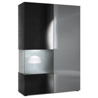 VITRINE Morena Tür und Einsatz in Grau Hochglanz - Grau, Holzwerkstoff (91.5/136.5/37cm) - Vladon