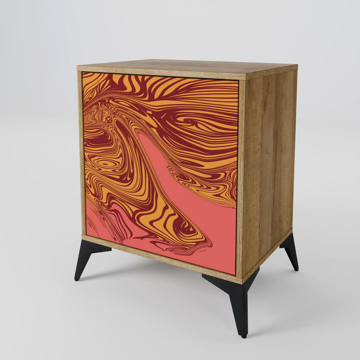 SIDEBOARD FLOATING THOUGHTS, Eichefarben, 57,5x42x75,5 cm, Goldfarbene Metallfüße - Eichefarben/Goldfarben, Holzwerkstoff/Metall (57.5/75.5/42cm) - SpaceRebels
