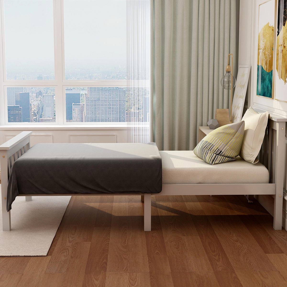 EINZELBETT 90/200 cm mit Lattenrost und MDF, platzsparendes Design, Weiß - Weiß, Holzwerkstoff (90/200cm) - Redom