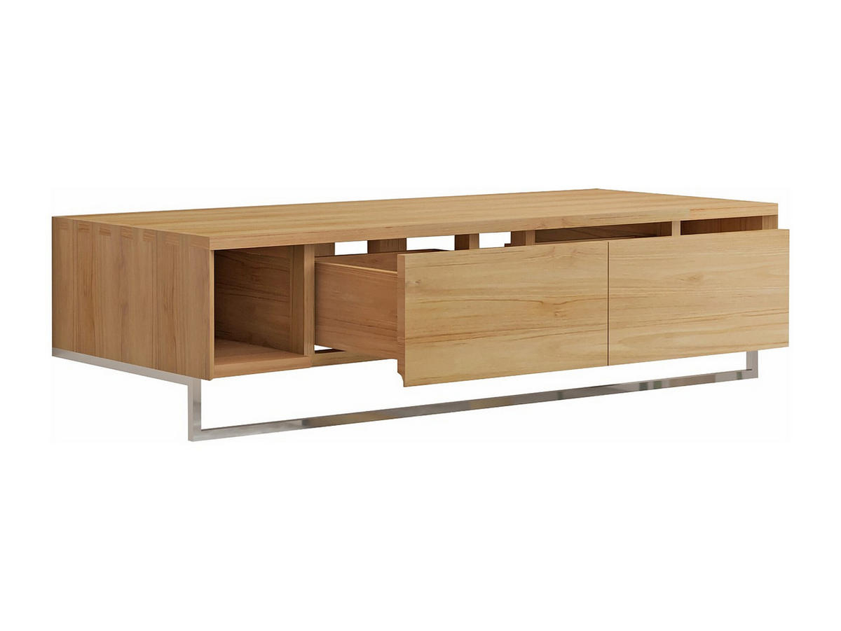 WASCHBECKENUNTERSCHRANK - 120cm x 50cm - Teakholz - naturfarben hell - KUPANG - Naturfarben, Holz (120/32/50cm) - Vente-Unique