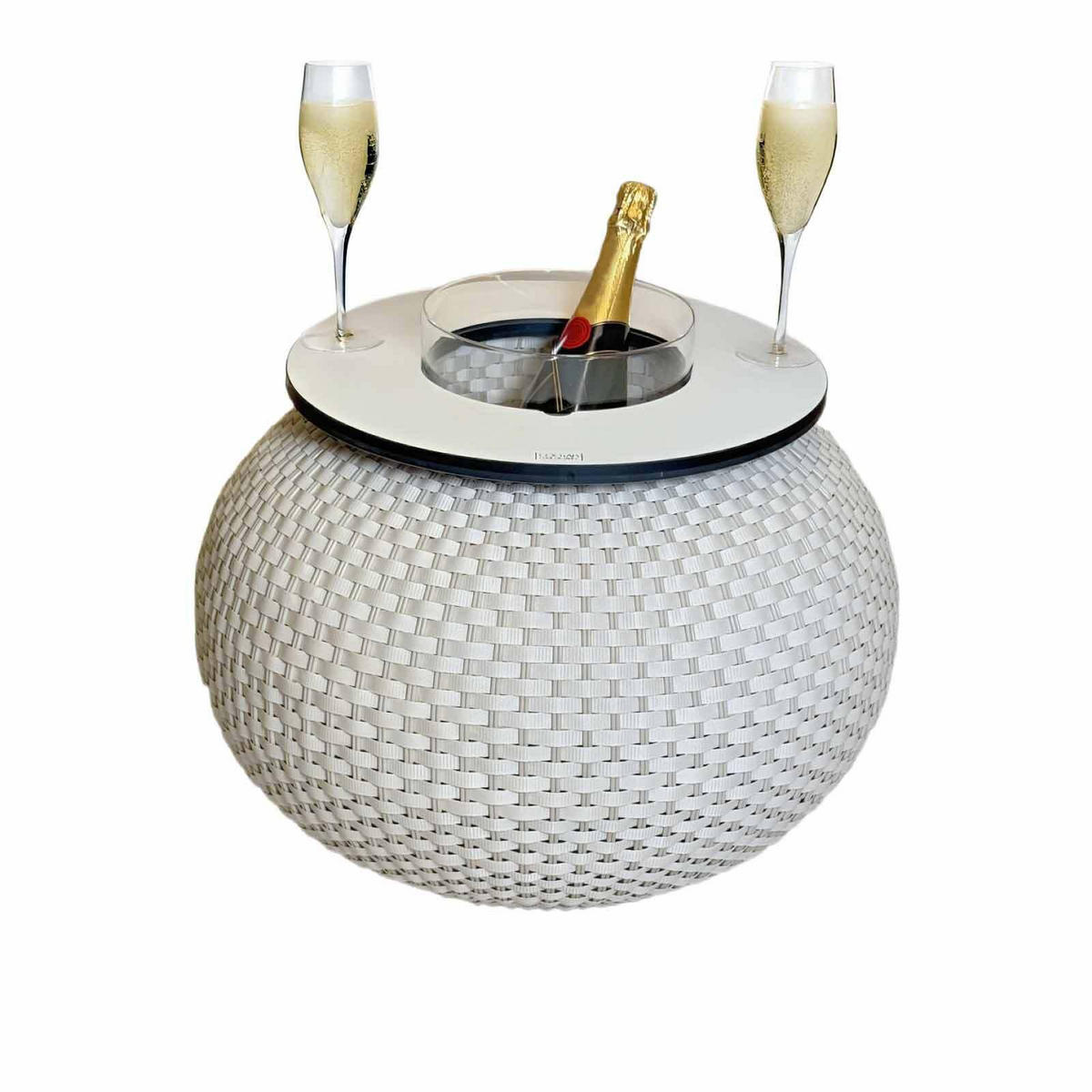 BEISTELLTISCH MIT ACRYL-KÜHLER Milano Champagner 40 cm - Champagner, Kunststoff (55/55/40cm) - COOTAB Cooler Table
