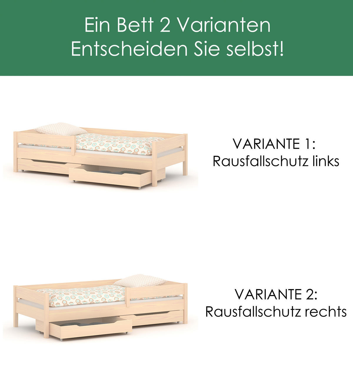 KINDERBETT Mix 160x80 naturweiß mit Matratze - Weiß, Holzwerkstoff (80/160cm) - LUKDOM