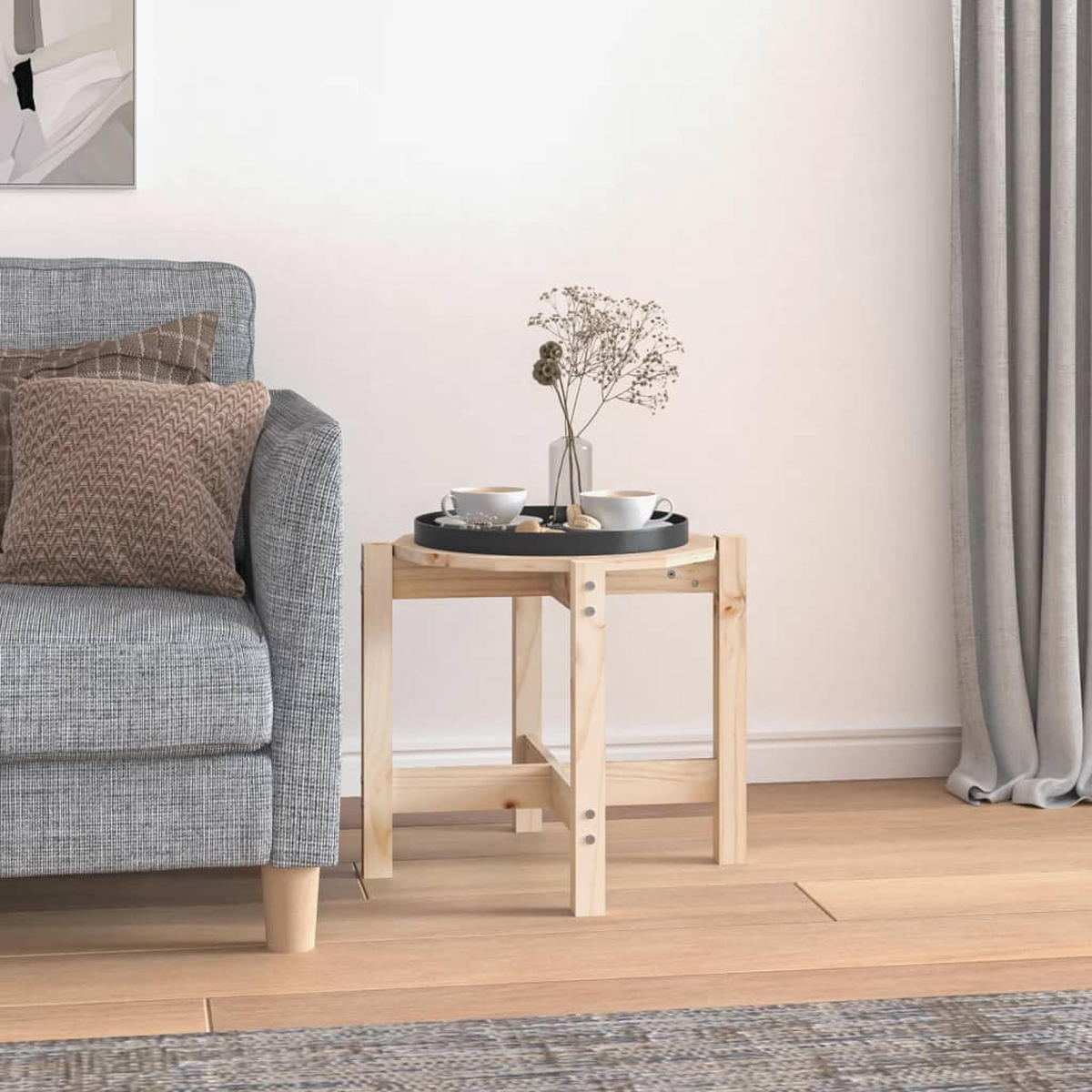 COUCHTISCH Ø 52,5x45 cm Massivholz Kiefer - Braun, Holz (52.5/52.5/45cm) - furnicato