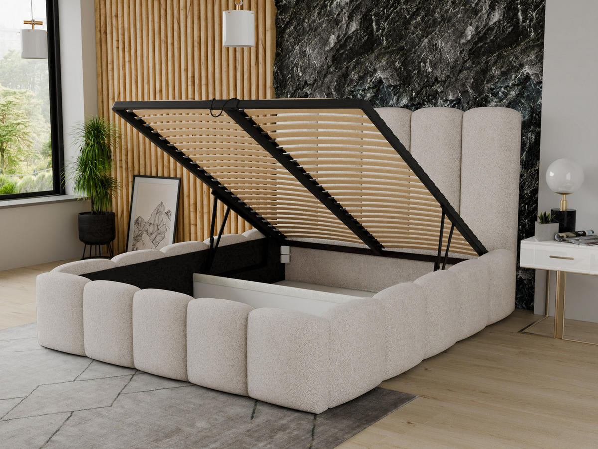 POLSTERBETT Aura - Eichefarben/Creme, Holz/Kunststoff (180/200cm) - Sofnet