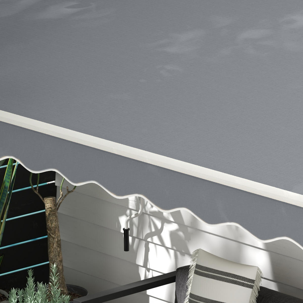 MARKISE, Weiß+Beige, Aluminium, Stahl, Polyester - Grau, Metall (245/350/395cm) - Outsunny