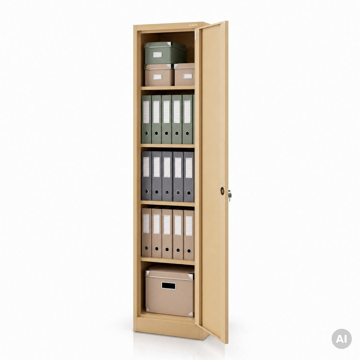 BÜRO Aktenschrank ALEX 185x45 x40 cm - Beige, Metall (45/185/40cm) - Jan Nowak
