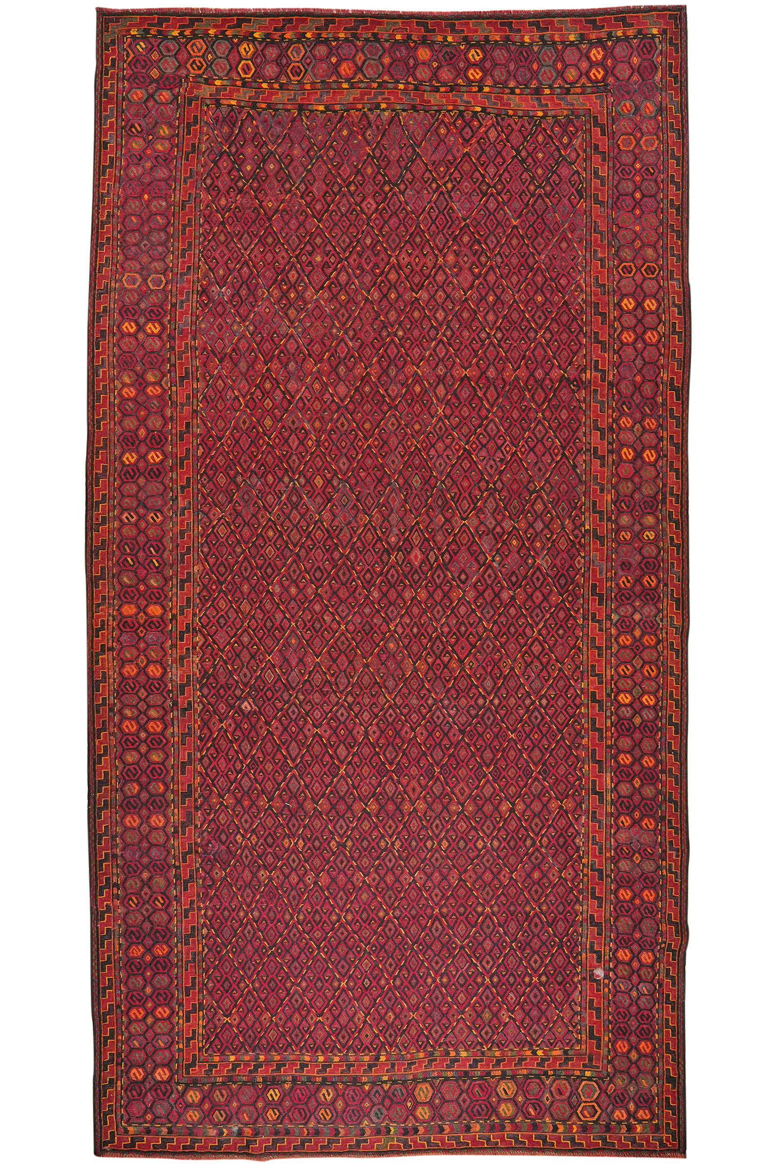 HANDWEBTEPPICH Kelim Kordi Rot 400/204 cm Schurwolle - Rot, Textil (204/400cm) - Looma
