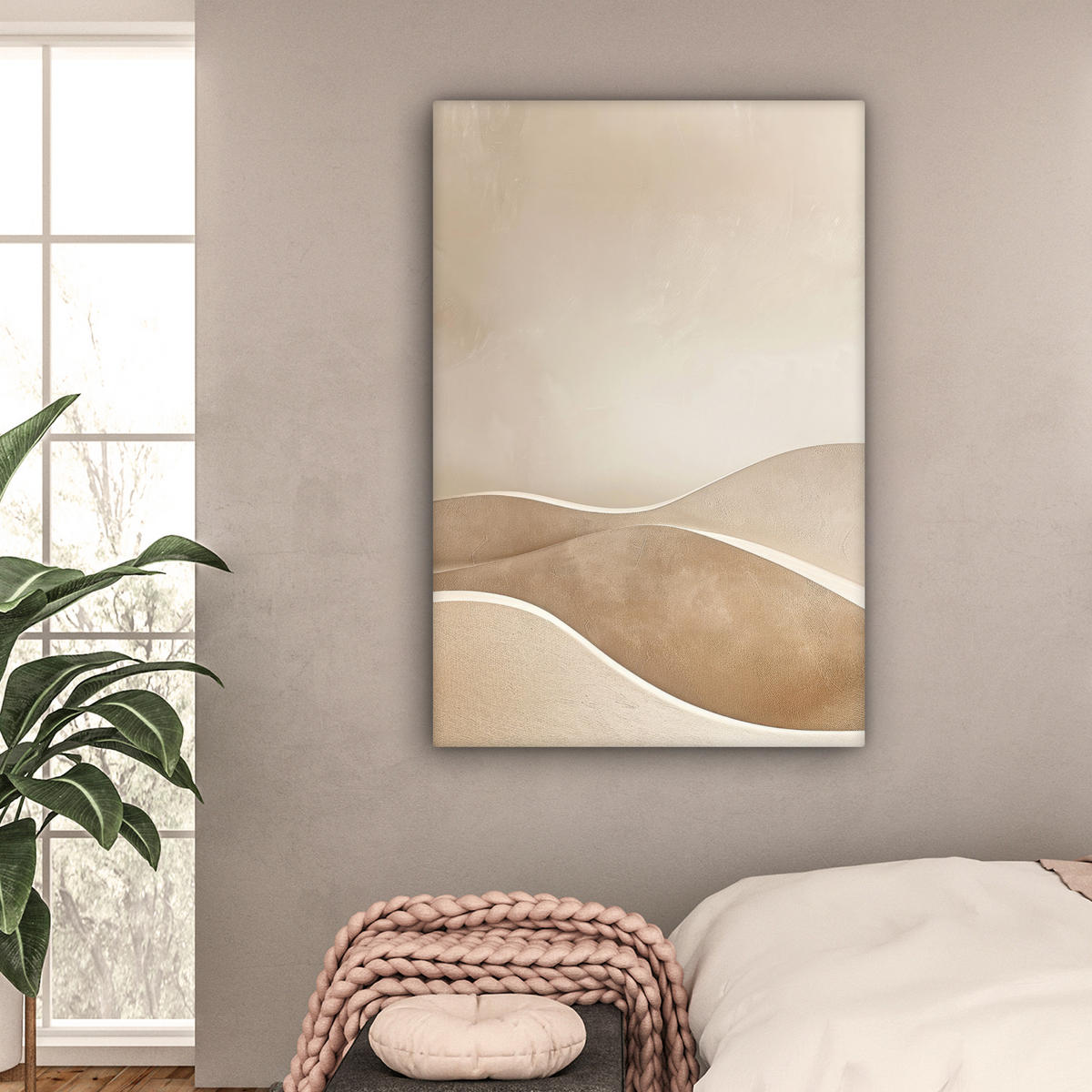 LEINWANDBILD Beige - Natur - Abstrakt - Modern 80x120 cm - Beige, Textil (80/120cm) - MuchoWow