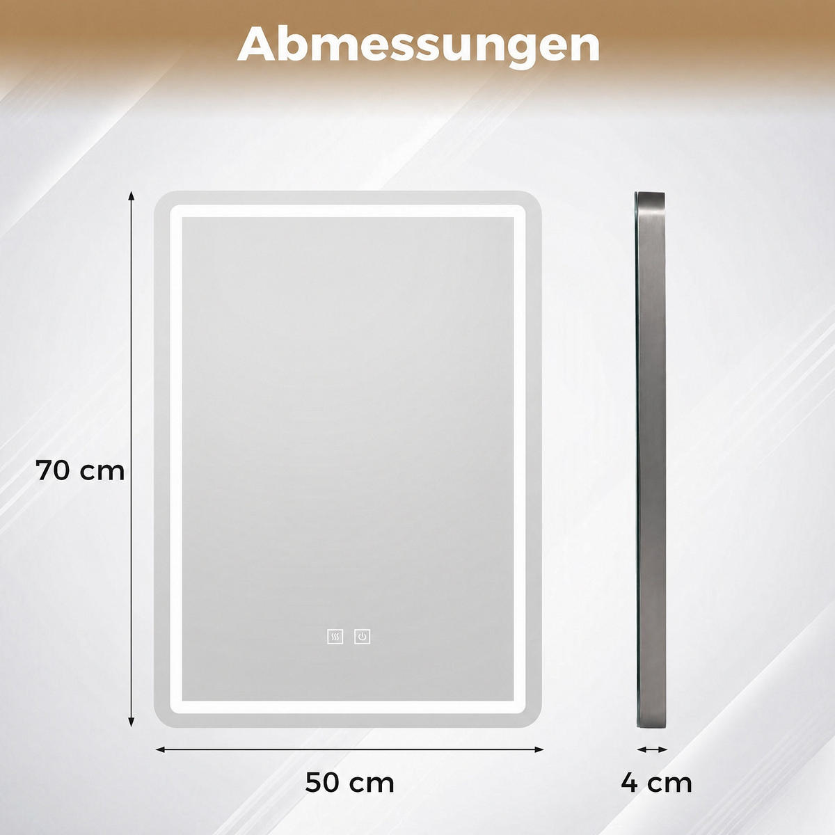 BADSPIEGEL rechteckig Silber - Silberfarben, Glas (50/70/4cm) - COSTWAY