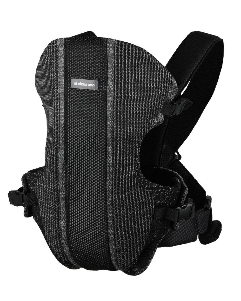 BABYTRAGE Gwen Fly schwarz Strickstoff, Bauchtrage, Rückentrage, Cross-Body-Sicherung, 9 kg - Schwarz, Textil (22/10/32cm) - Kikka boo