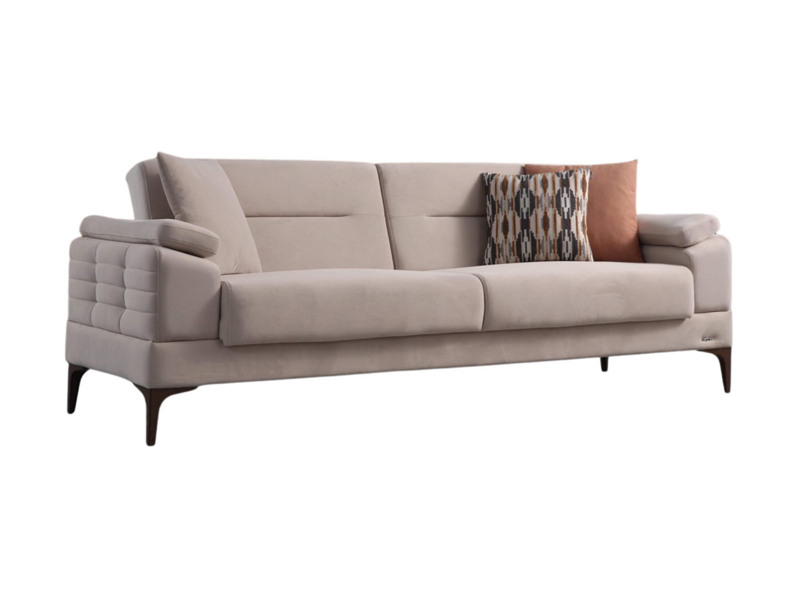 SOFA Eluna 3-Sitzer Mikrofaser Webstoff Beige - Beige, Kunststoff/Textil (230/85/90cm)
