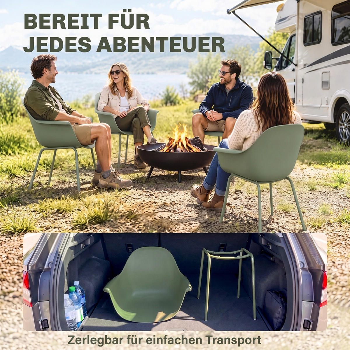 ZAHRADNÍ ŽIDLE, ocel, plast, zelená - zelená barva, kov (55/84/59cm) - Outsunny