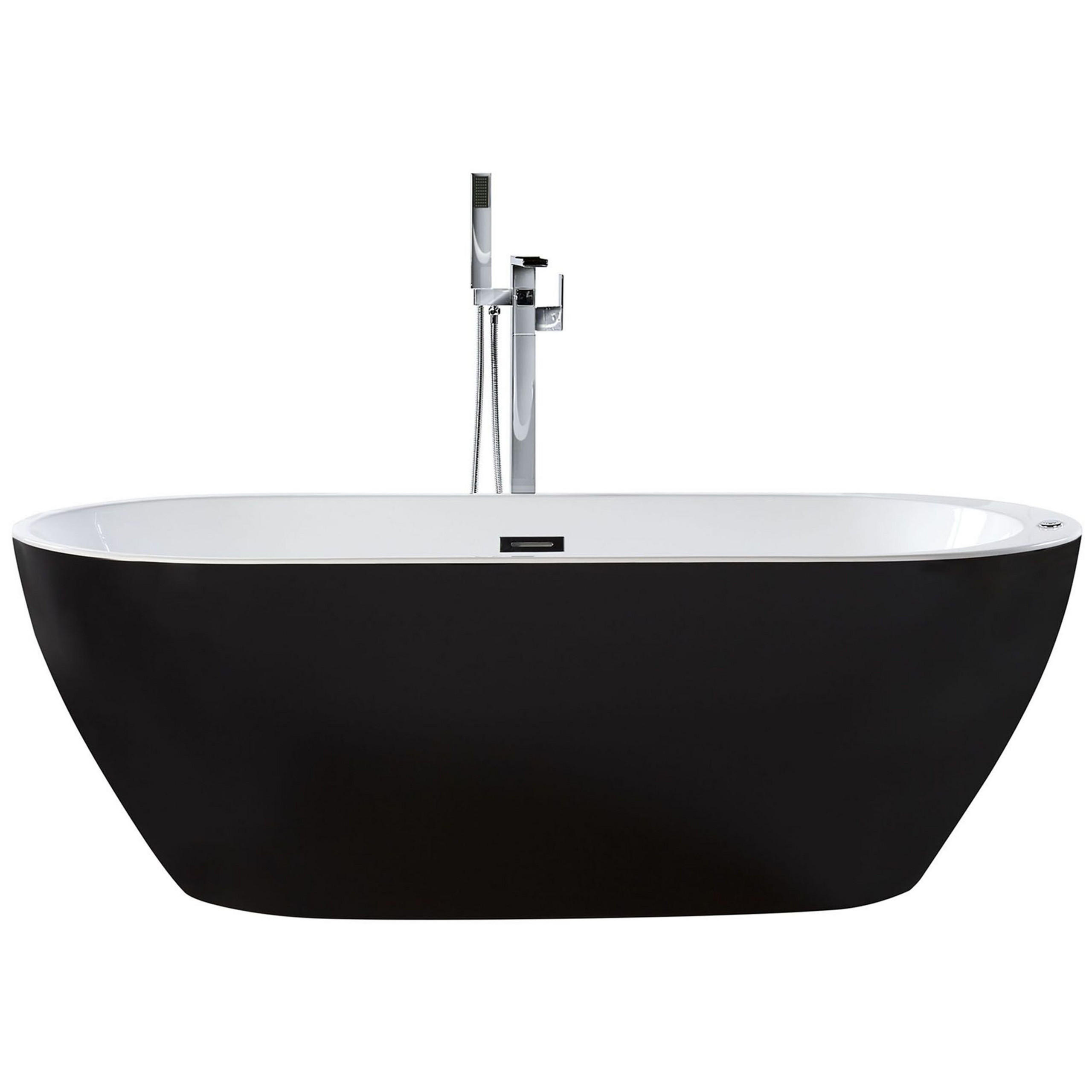 WHIRLPOOL-BADEWANNE mit LED 80x170x59 cm schwarz Nevis - Schwarz, Kunststoff (80/59/170cm) - Beliani