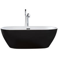 WHIRLPOOL-BADEWANNE mit LED 80x170x59 cm schwarz Nevis - Schwarz, Kunststoff (80/59/170cm) - Beliani