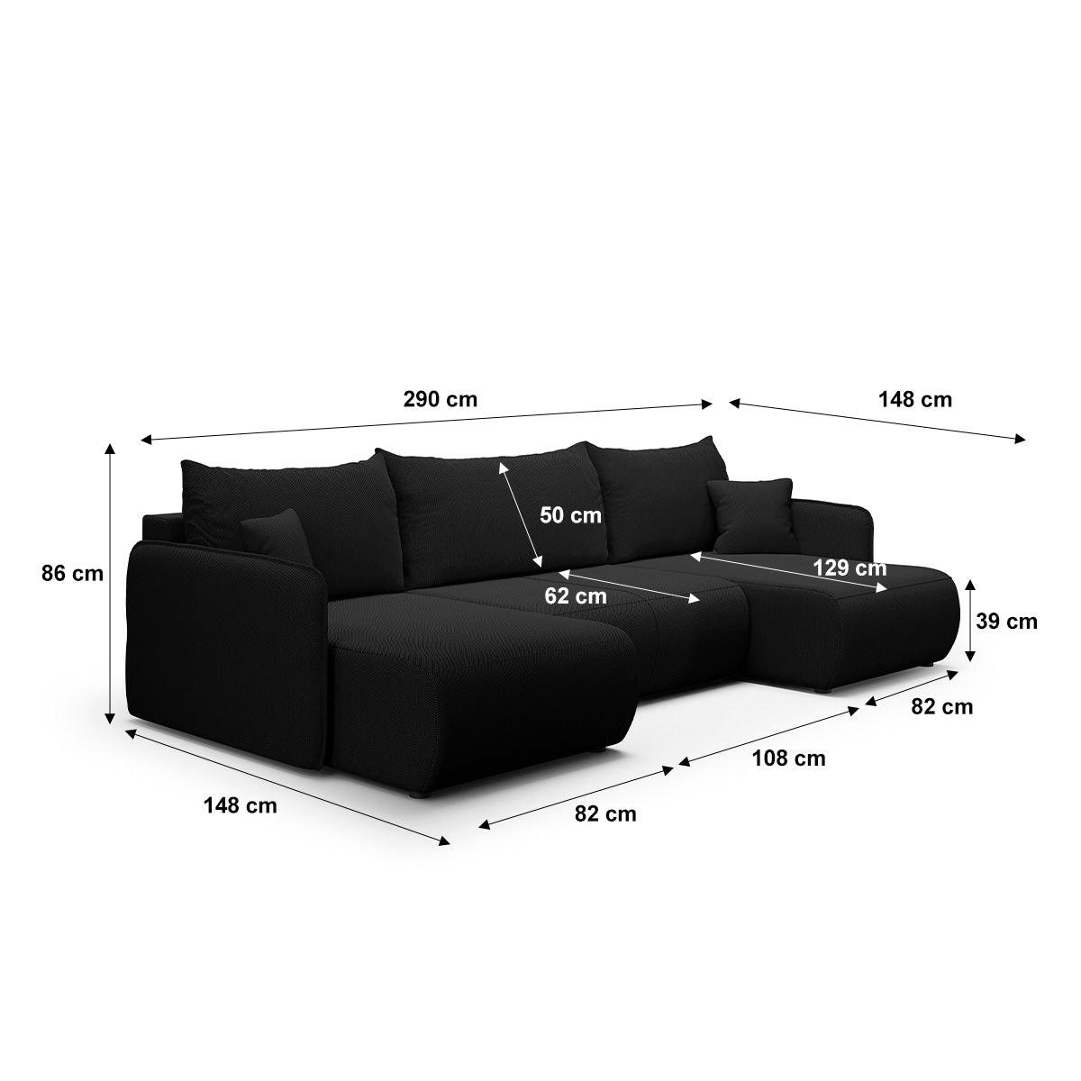 PANORAMASOFA Claudio 5 Sitzplätze Schwarz - Schwarz, Holz (290/86/148cm) - Petits-meubles