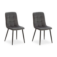 STUHL-SET 2 Stück in Stahl Samt Dunkelgrau - Dunkelgrau, Textil (43/88/50cm) - Homestyle4u