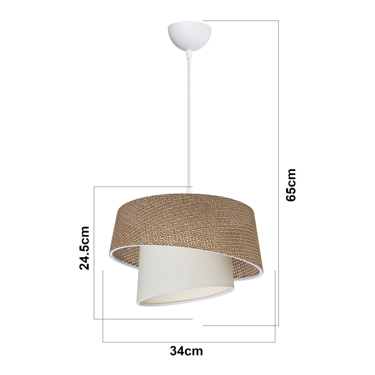 HÄNGELEUCHTE Wigan - Creme/Cappuccino, Kunststoff/Textil (34/34/65cm) - lux.pro