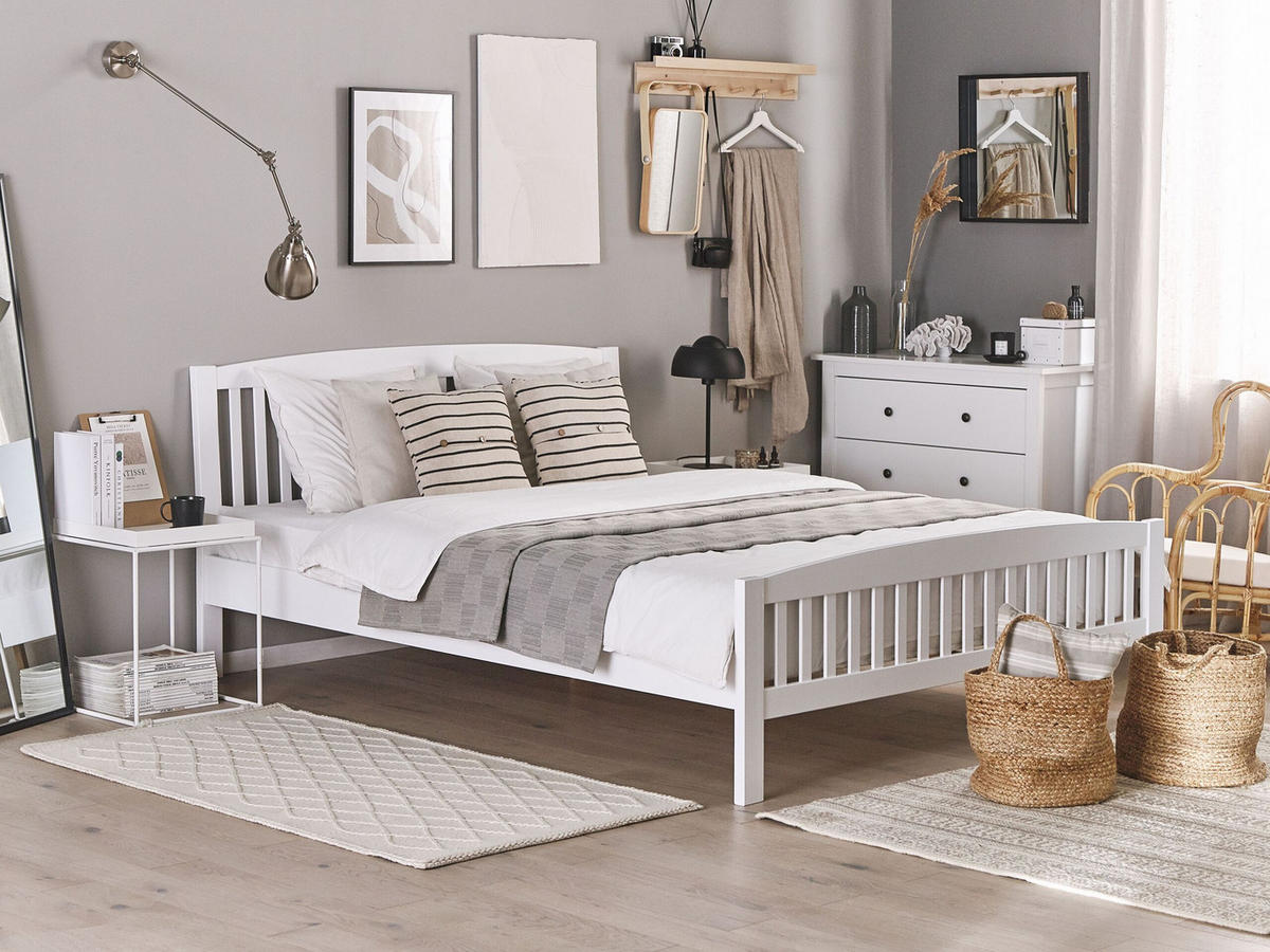 HOLZBETT 180/200cm Weiß Castres - Weiß, Holz (180/200cm) - Beliani