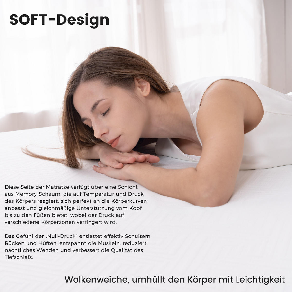 KALTSCHAUMMATRATZE H3/H4, 21cm, mit Memoryschaum - Weiß, Textil (180/200cm) - CHICASA