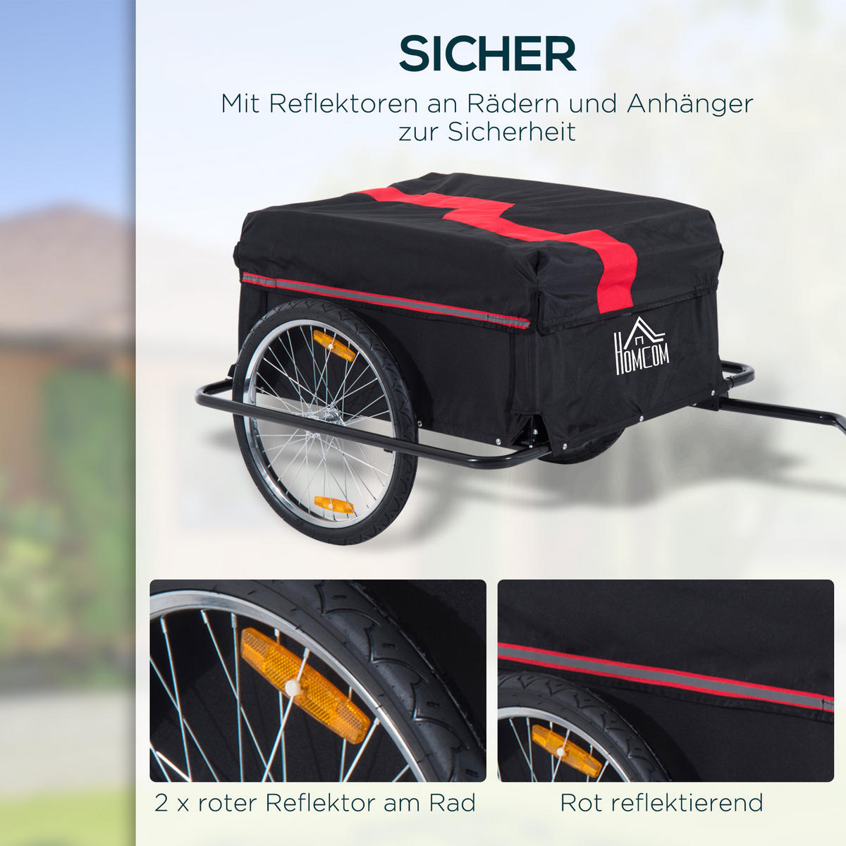TRANSPORTANHÄNGER Fahrradanhänger Lastenanhänger Fahrrad Anhänger Schwarz - Schwarz, Metall (61/38/845cm) - HOMCOM