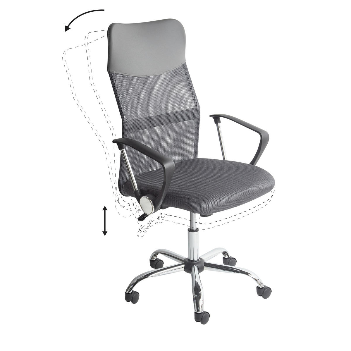 BÜROSTUHL Polyester Grau Design - Grau, Kunststoff/Textil (63/114/63cm) - Beliani