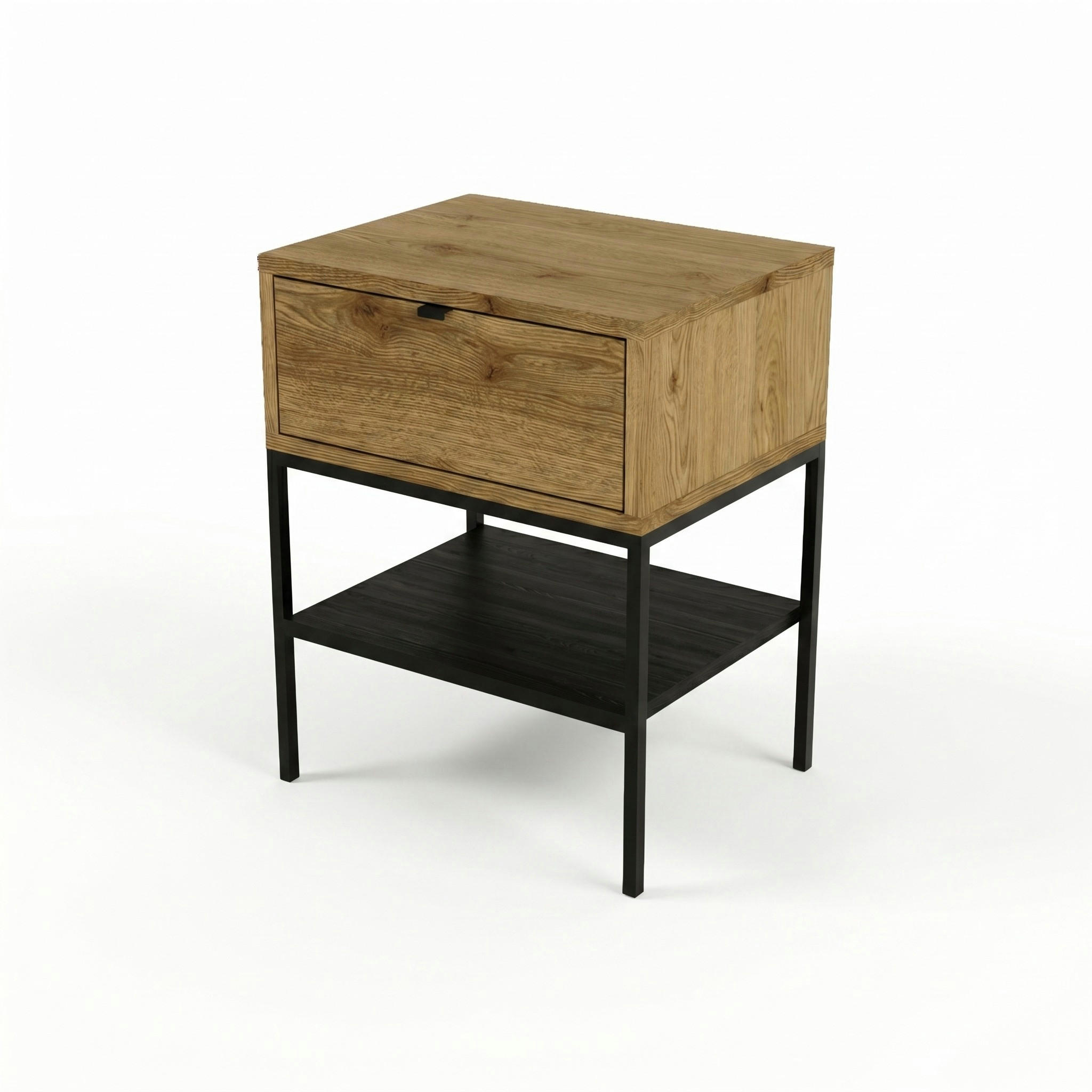 NACHTTISCH Melis Warme Eiche, Schwarzes Holz 45/35/56,4 cm - Schwarz/Braun, Holzwerkstoff/Metall (45/56.4/35cm) - Decortie