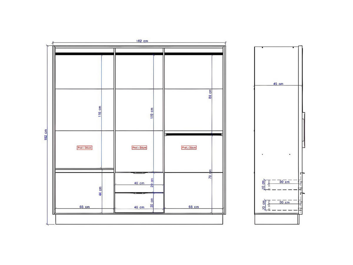 KLEIDERSCHRANK - 162 cmcm x 46.5 cmcm - Holz, Platte - Naturfarben Hell - FEOVA - Naturfarben, Holz (162/182/46.5cm) - Vente-Unique