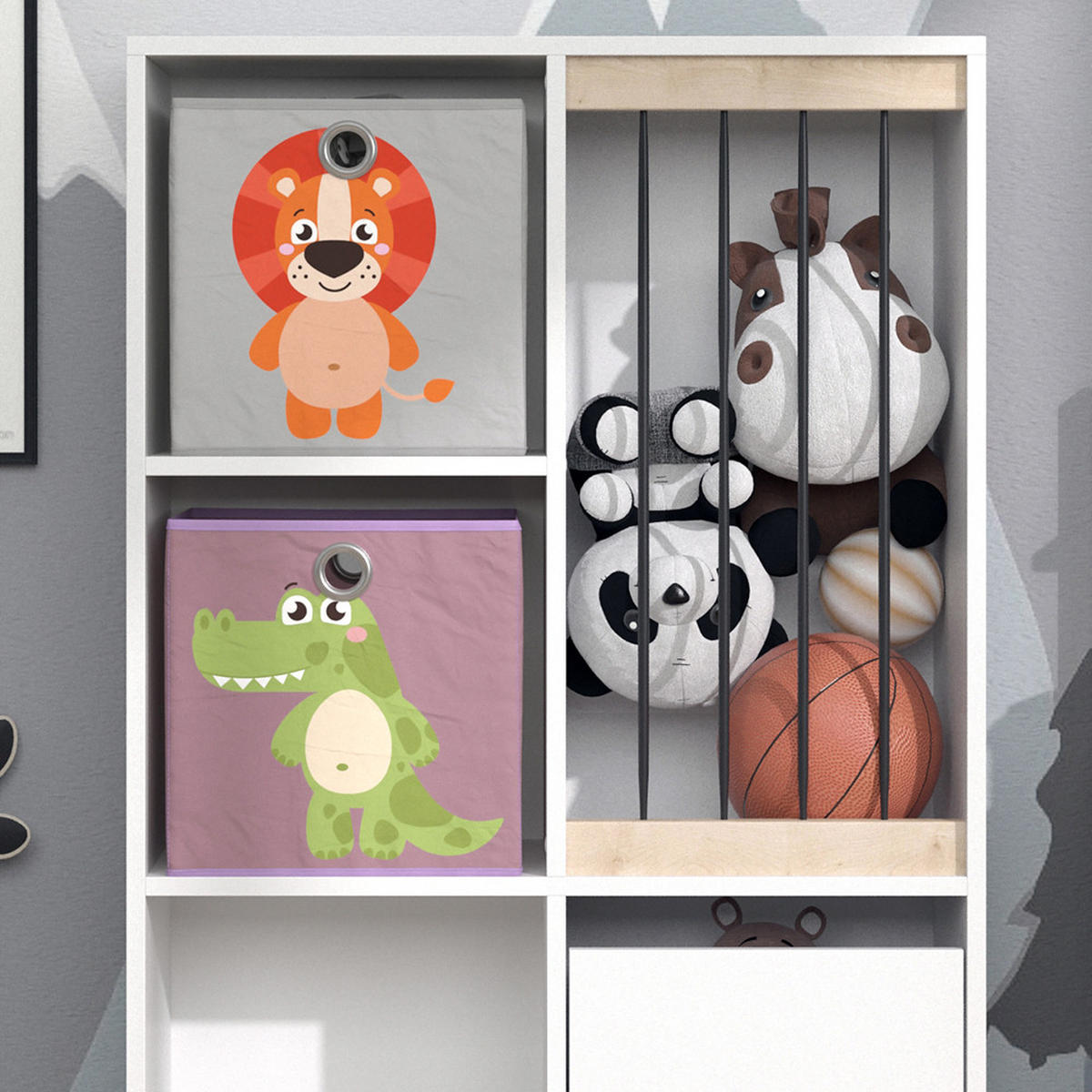 KINDERREGAL Luigi Weiß 72 x 107.8 cm mit 2 Faltboxen opt.3 - Weiß, Holzwerkstoff (29.2/107.8/72cm) - Vicco
