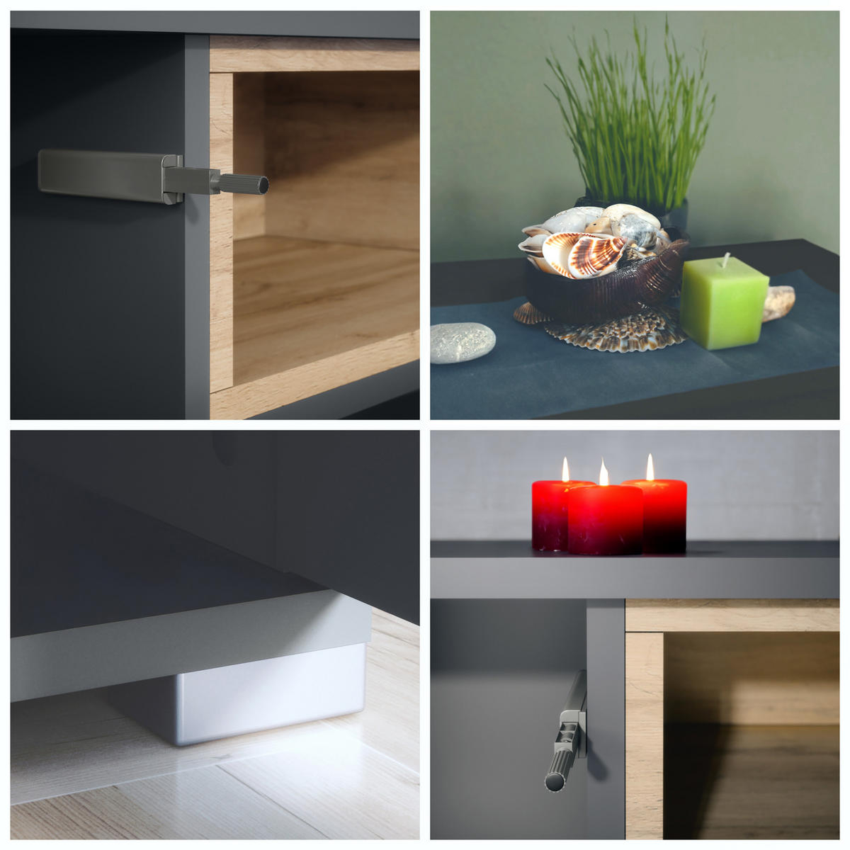 SIDEBOARD Skadu Avola-Anthrazit - Anthrazit, Holzwerkstoff (166.5/75.5/35cm) - Vladon