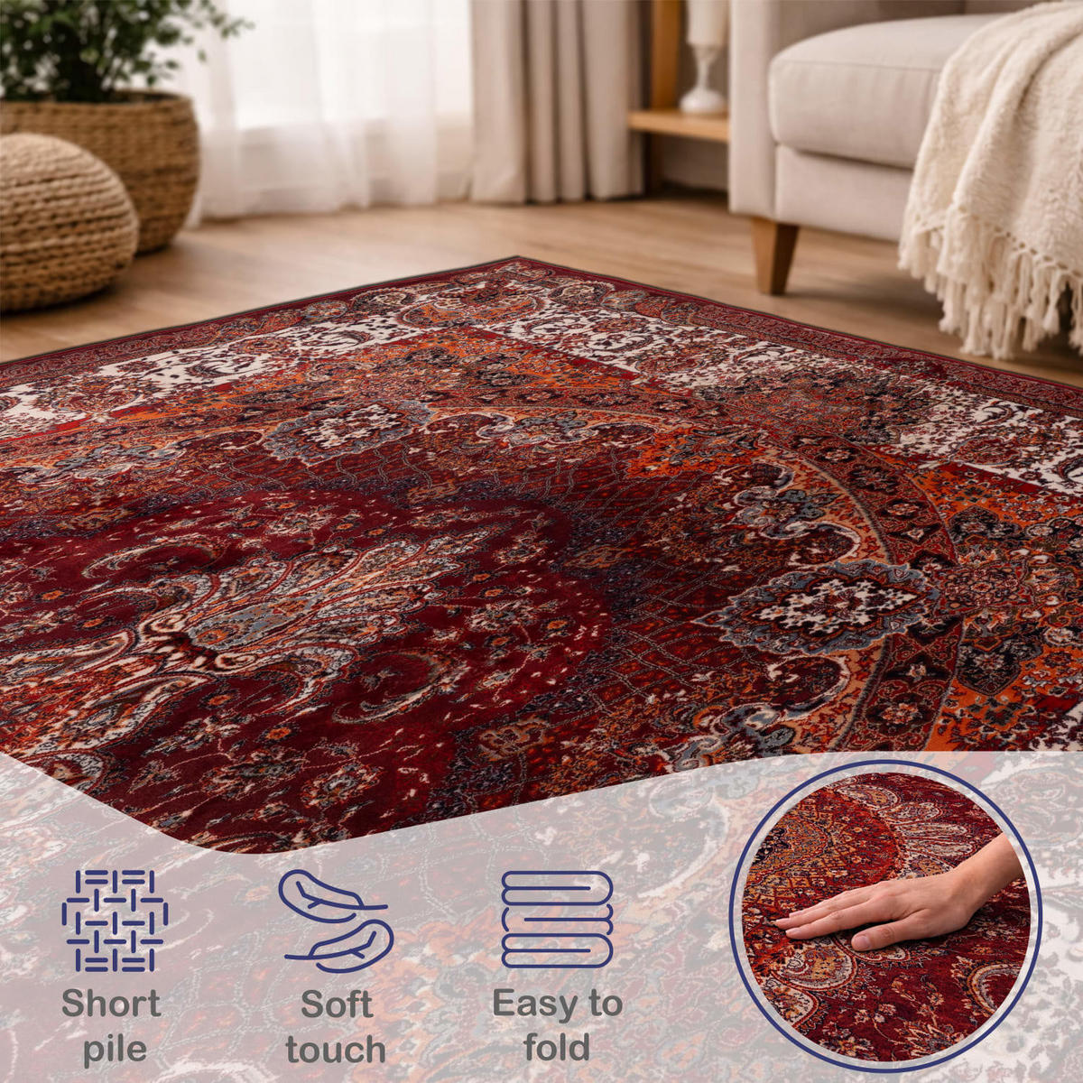 KURZFLOR-TEPPICH SEOUL 451 ROT 80X150 - Rot, Textil (80/150cm) - Paco Home