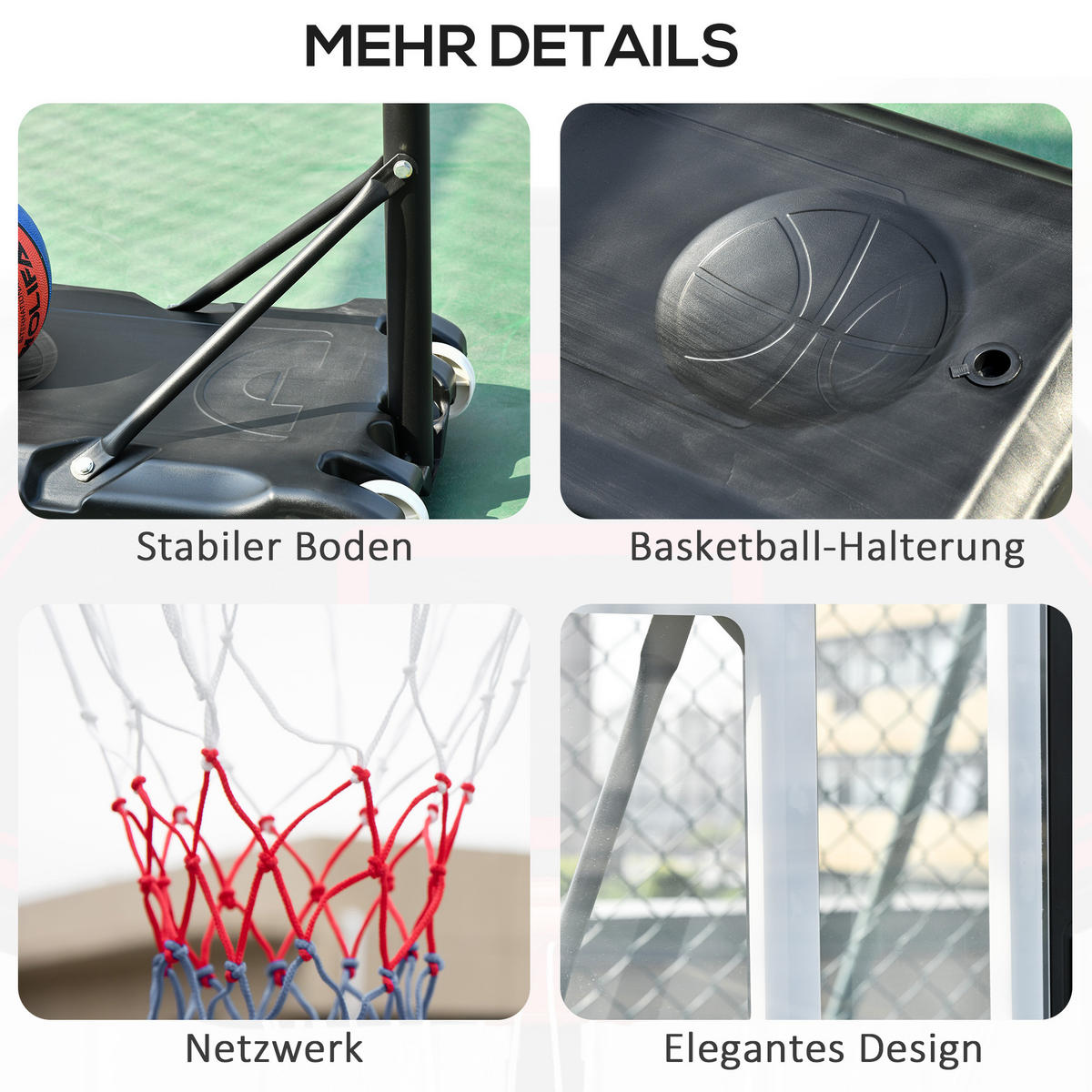 BASKETBALLSTÄNDER, Stahl, Schwarz, 83 x 75 x 206-260 cm - Schwarz, Metall (75/83cm) - HOMCOM
