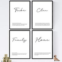 POSTER Set mit 4 Englisch ‚Familie‘ von Wörtern mit Definitionen A3 Schwarzer Rahmen - Schwarz, Papier (29.7/3cm) - Nacnic