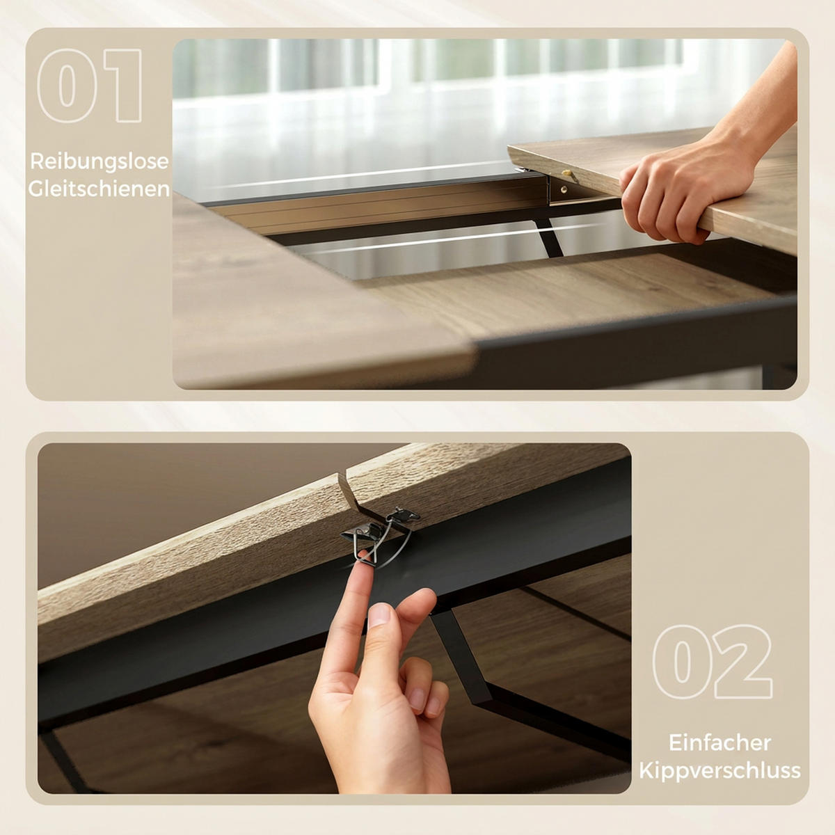 AUSZIEHBARER Esstisch MDF Braun - Schwarz/Braun, Holzwerkstoff (180/80/75cm) - HOMCOM
