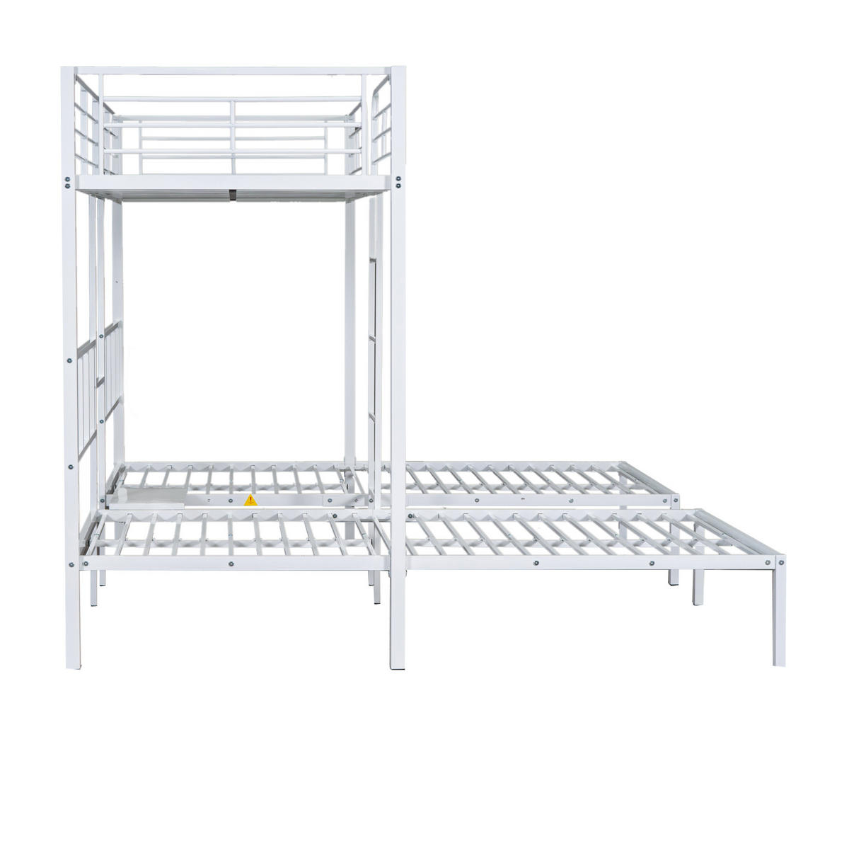 ETAGENBETT 90/200 cm in Weiß aus Metall mit 3 Liegeflächen, Leiter und Tisch - Weiß, Metall (90/200cm) - OKMYHOME