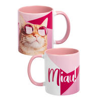 KAFFEEBECHER Katze Miau! Rosa/Weiß 320 ml - Rosa, Keramik (0.32L) - United Labels