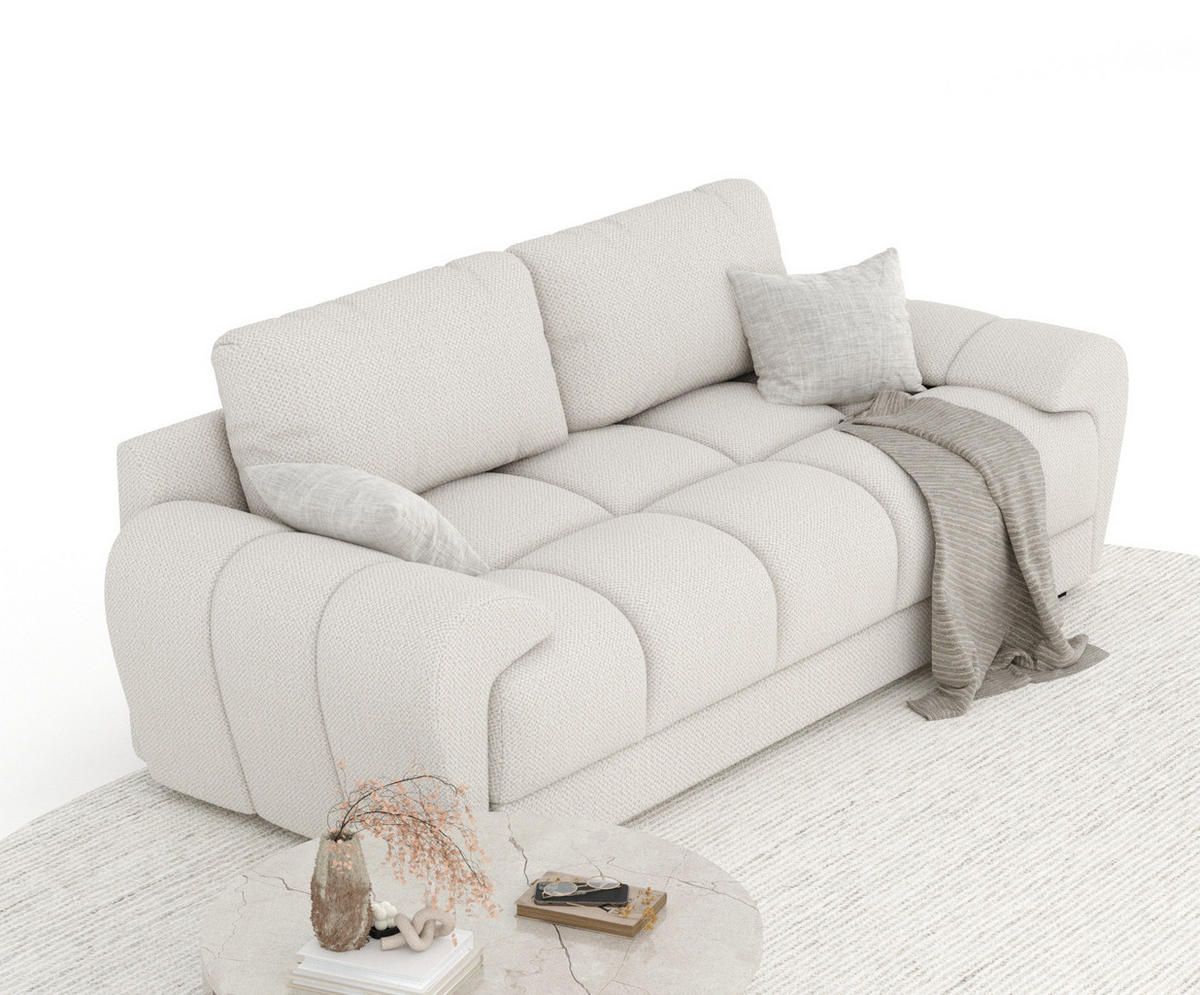 3-SITZER SOFA Peebles Beige Chenille-Stoff - Beige/Schwarz, Holz/Holzwerkstoff (244/90/101cm) - Maison de Reve