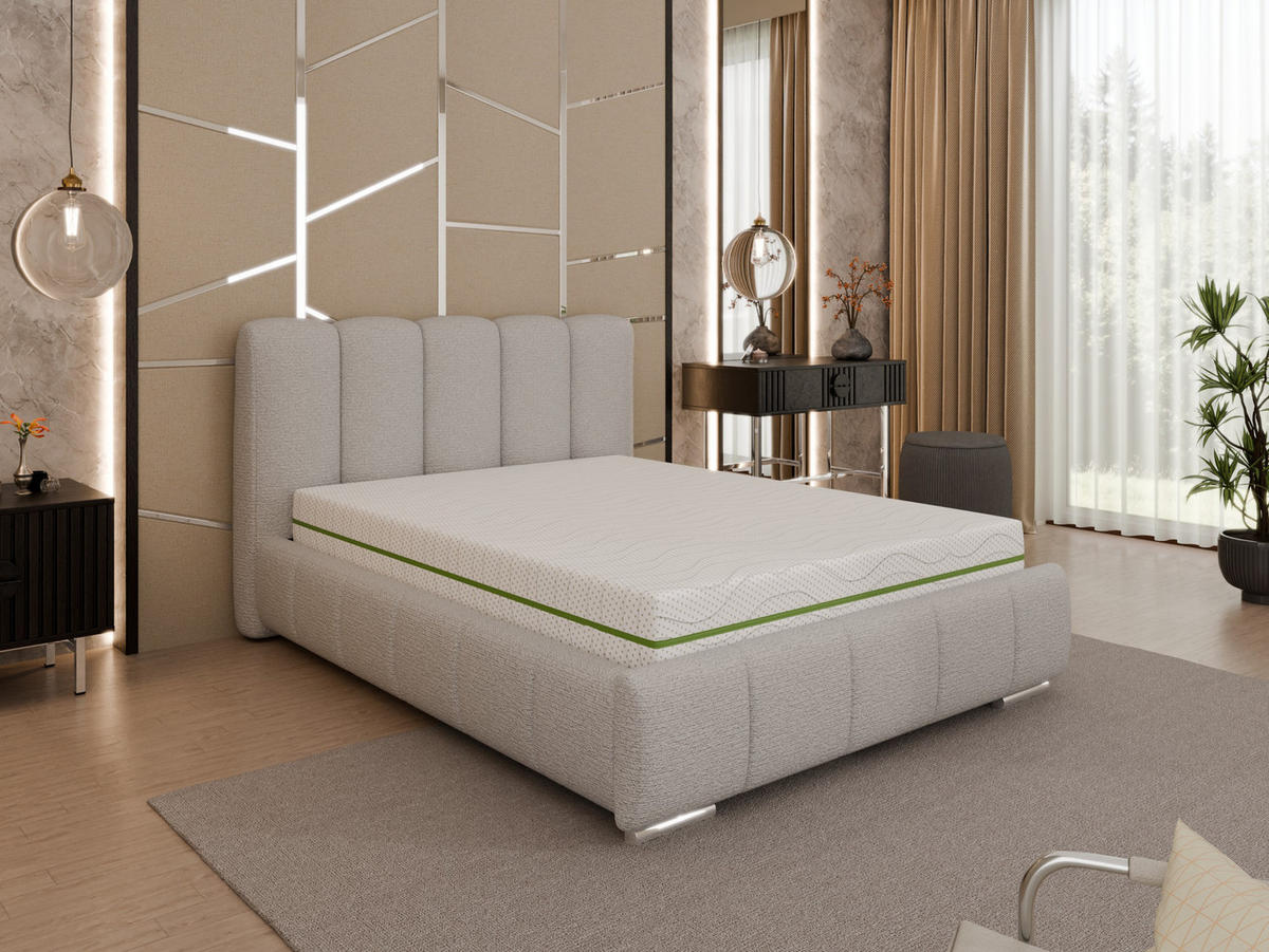 POLSTERBETT Zaira 140x200cm – Elegantes Polsterbett für modernen Wohnstil , ZONIERTE MULTI-TASCHEN-FEDERKERN (24cm), Sandfarben - Sandfarben, Holz (100/200cm) - Homesy