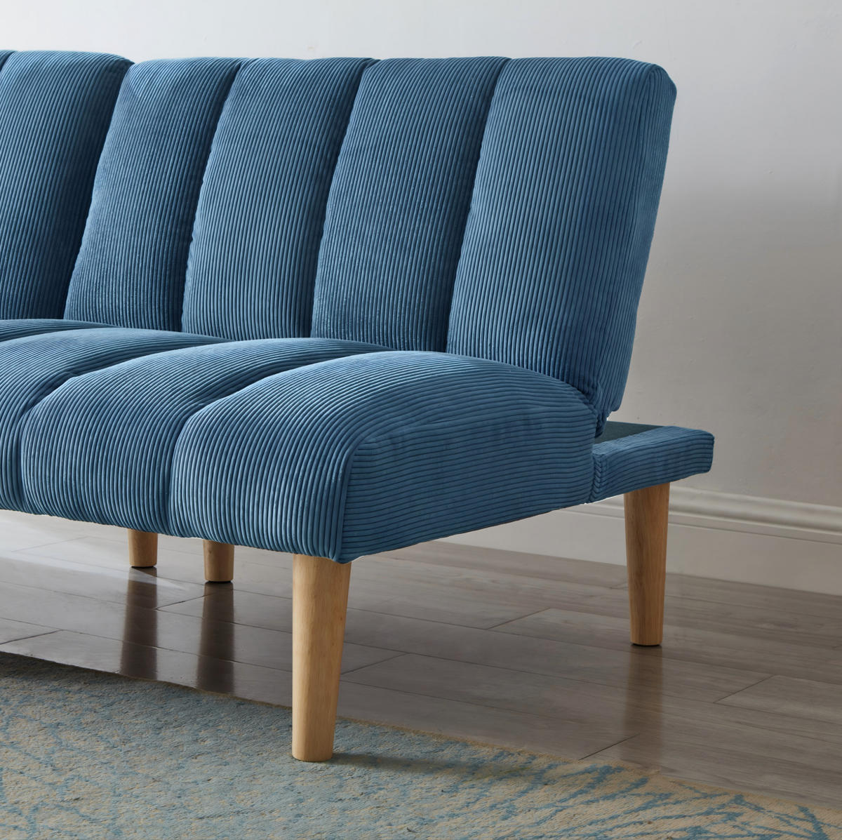SCHLAFSOFA mit 3-fach verstellbarer Rückenlehne Corduroy Blue - Blau, Holzwerkstoff (167/72/82cm) - Meubliv
