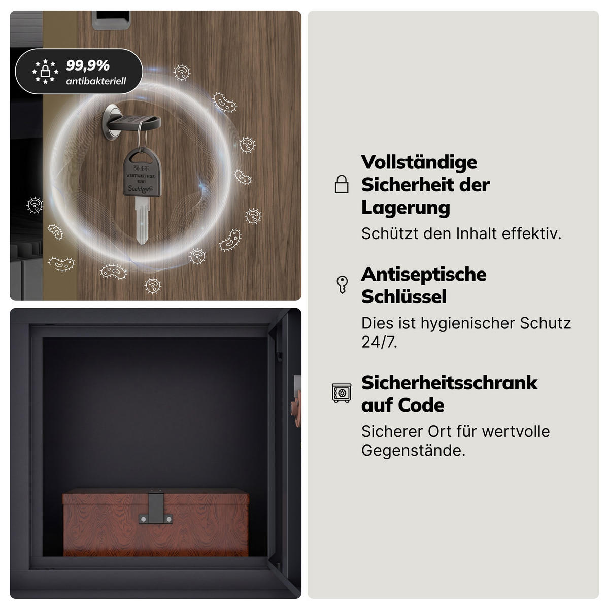 AKTENSCHRANK FILIP II 185x90x40 cm - Anthrazit/Nussbaumfarben, Metall (90/185/40cm) - Jan Nowak