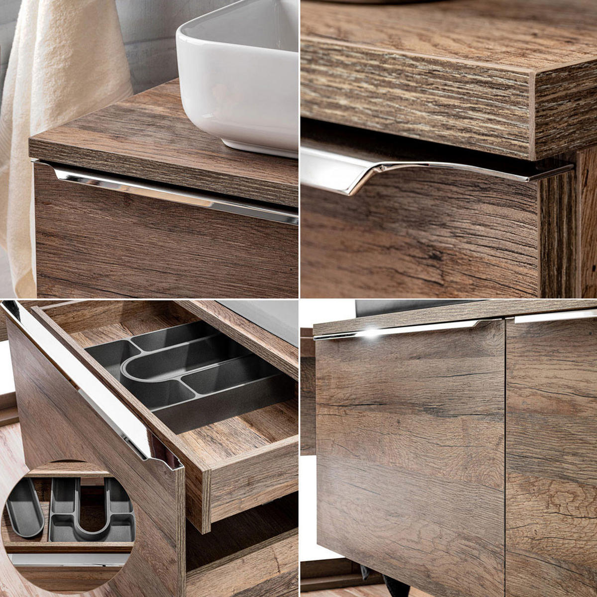 BADMÖBEL-SET 9-TLG. Puebla-56 - Braun, Holzwerkstoff (160/200/46cm) - Lomado