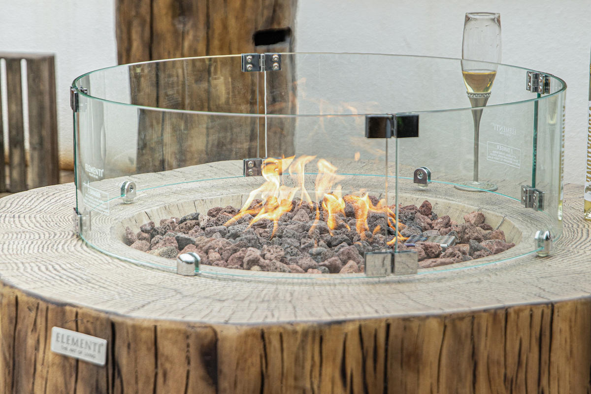 FEUERTISCH Manester Gasfeuerstelle aus GFRC-Beton 106/100/43 cm - Rotbraun, Naturmaterialien (100/43/106cm) - Elementi