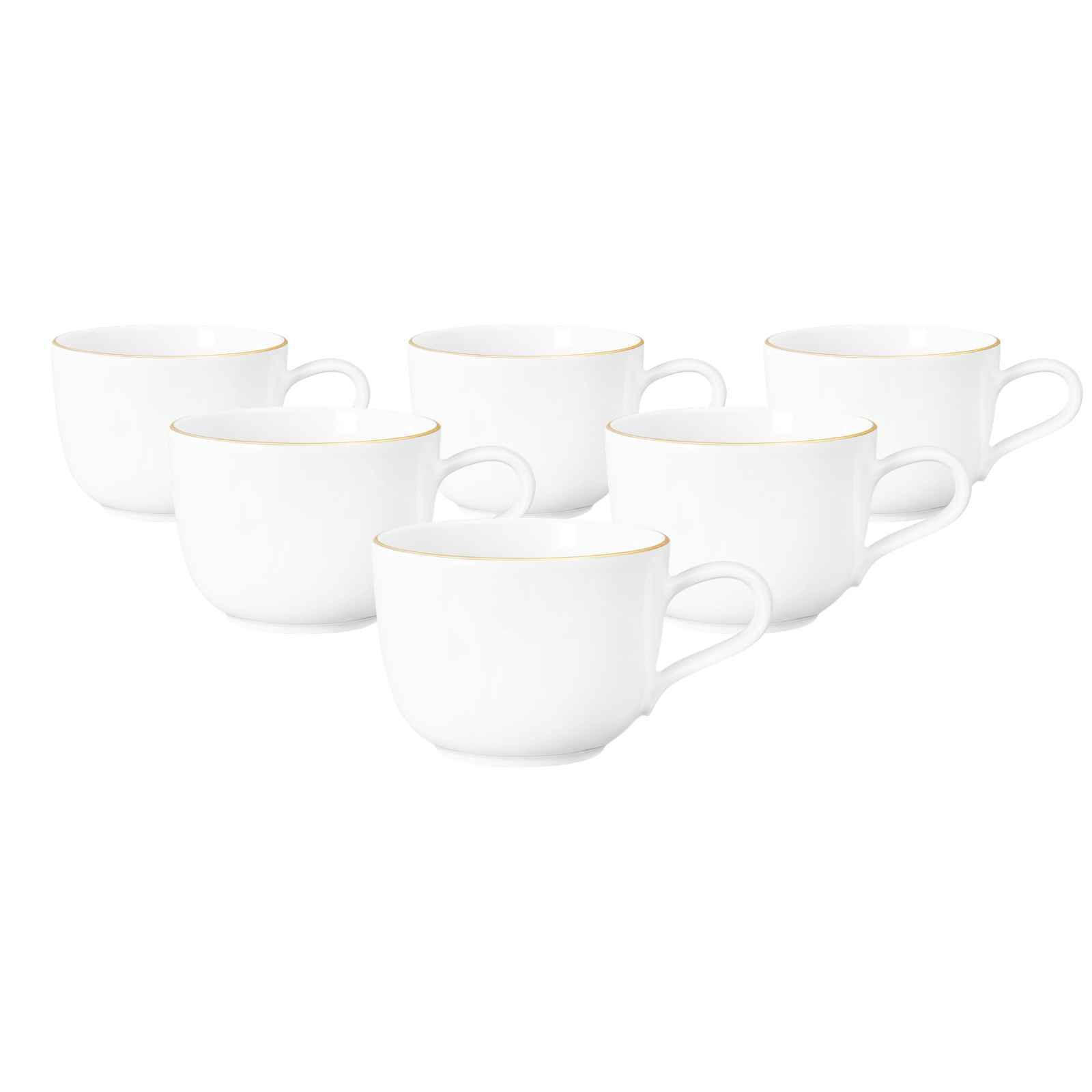 MILCHKAFFEETASSEN Liberty Goldrand weiß-gold 380 ml 6er Set - Goldfarben/Weiß, Keramik (0.38L) - Seltmann Weiden