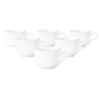 MILCHKAFFEETASSEN Liberty Goldrand weiß-gold 380 ml 6er Set - Goldfarben/Weiß, Keramik (0.38L) - Seltmann Weiden
