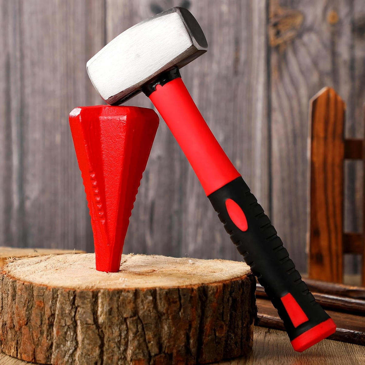 MEISSEL – diamantbeschichtet – zum Spalten von Holz – Rot, 1,6 kg - Rot, Metall (6.5/6.5/17cm) - DCA